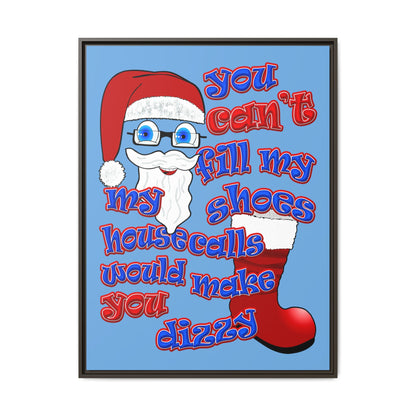 santa's shoes - framed canvas art (light blue)