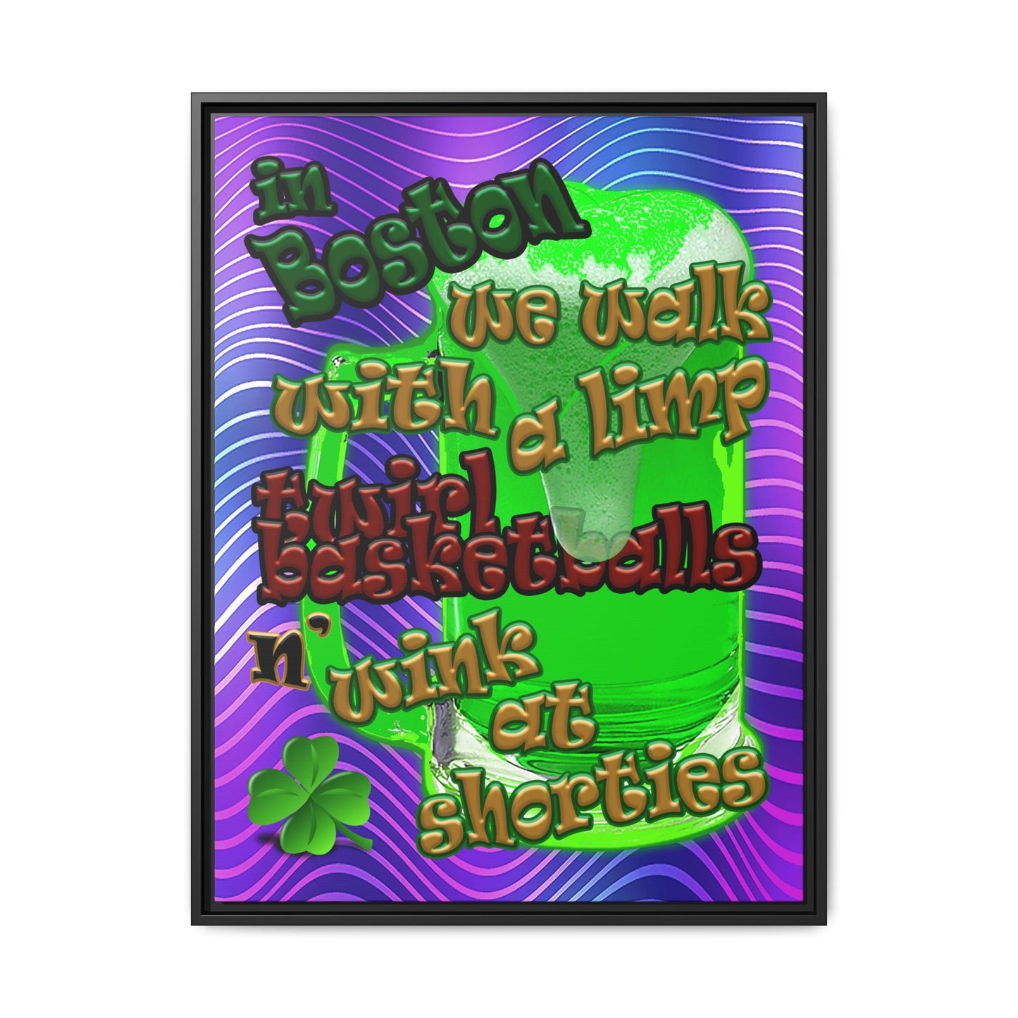 celtics logo - framed canvas art (purple wave)