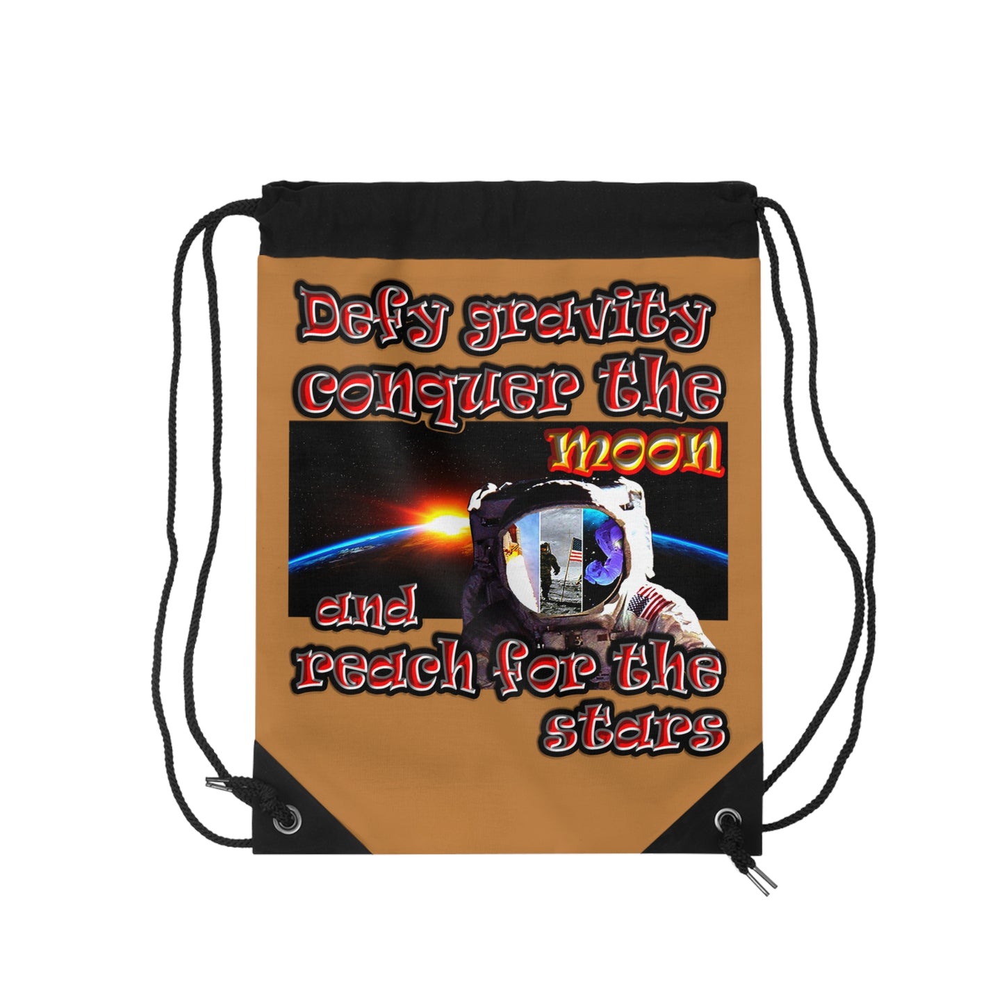 defy conquer reach - Drawstring Bag (light brown)
