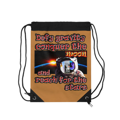 defy conquer reach - Drawstring Bag (light brown)