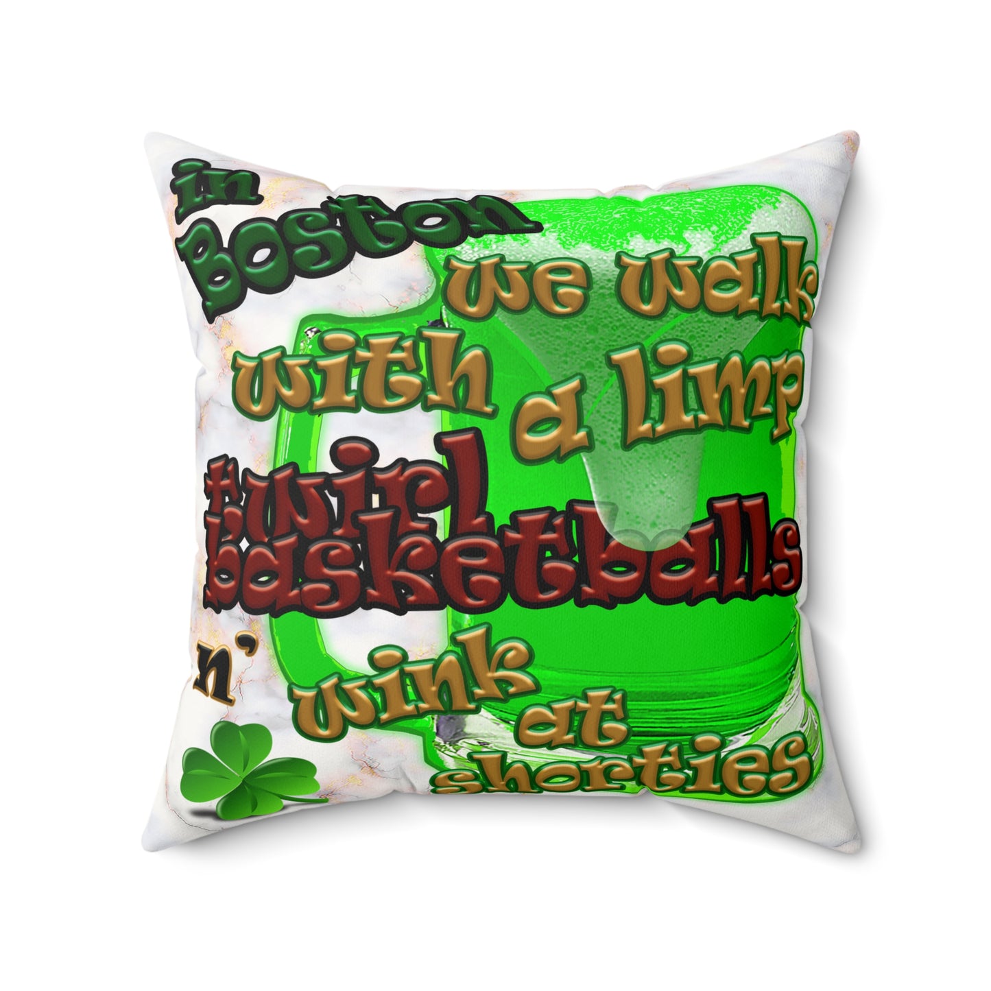 celtics logo - Faux Suede Square Pillow - (white marble)