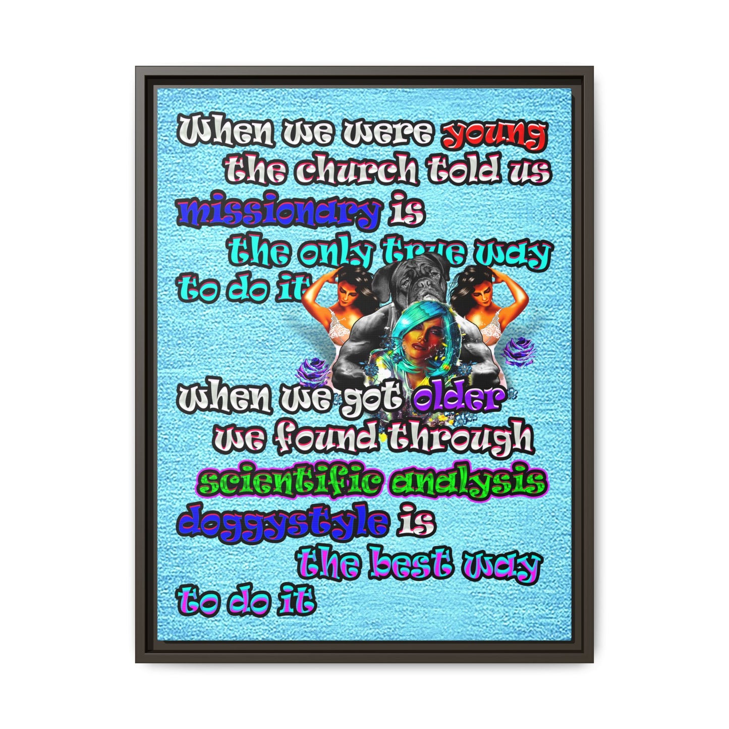 doggystyle - framed canvas art (faded blue)