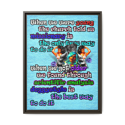 doggystyle - framed canvas art (faded blue)