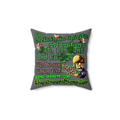 christmas spirits of boston - Spun Polyester Square Pillow - (dark grey)