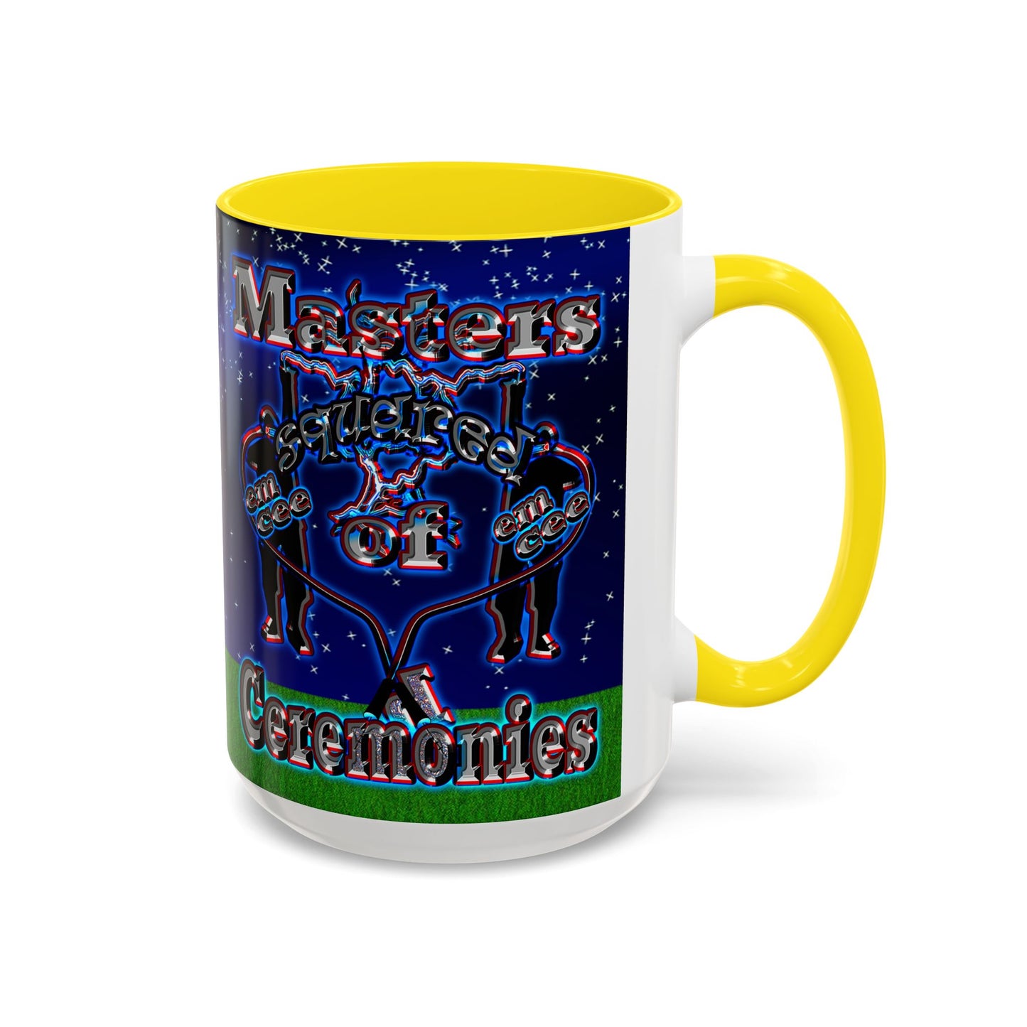 em cee squared - Accent Mug ('snoops' background)