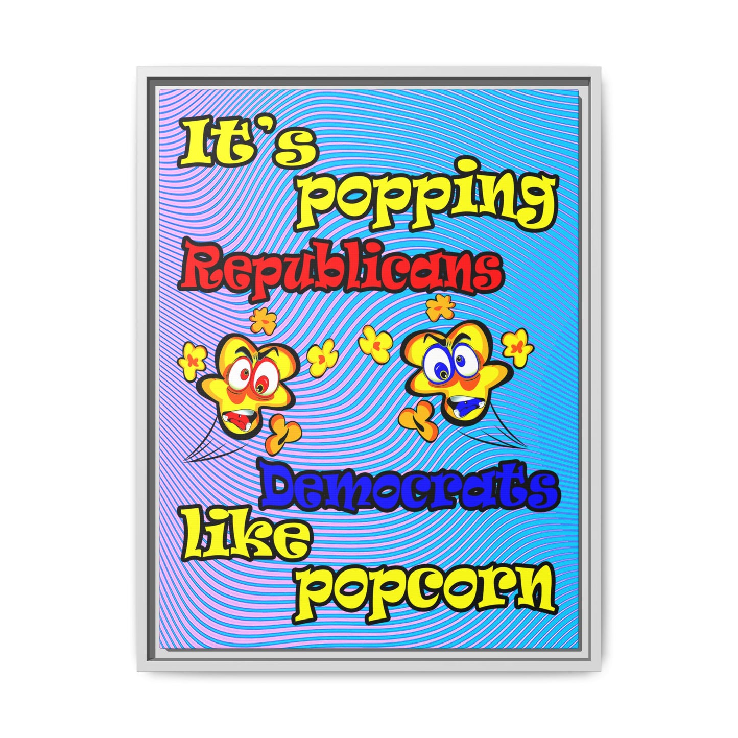 popping like popcorn - framed canvas art (light blue-purple wave)