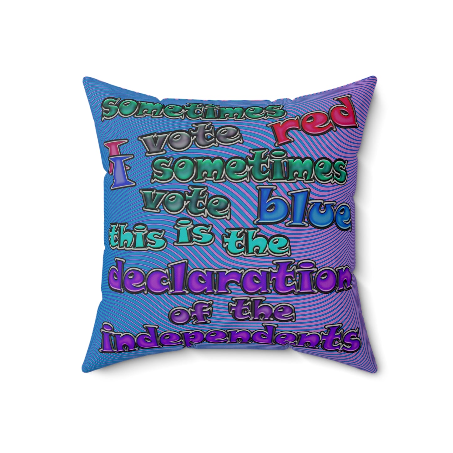 declaration of the independents - Faux Suede Square Pillow - (light blue-purple wave)