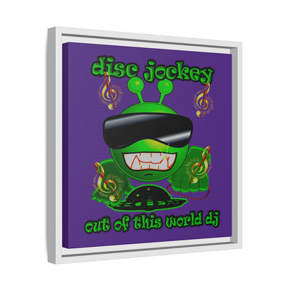 disc jockey - framed canvas art (purple)