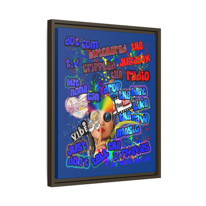 drop the beat - framed canvas art (dark blue)