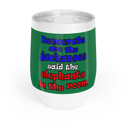donkeys and elephants - Chill Wine Tumbler (dark green)