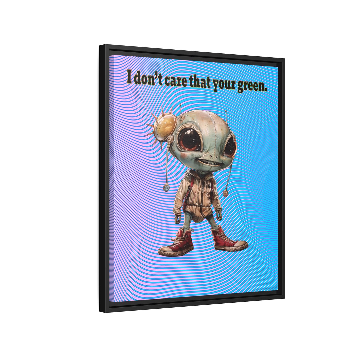 I don't care that your green - framed canvas art (light blue-purple wave)
