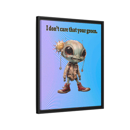 I don't care that your green - framed canvas art (light blue-purple wave)
