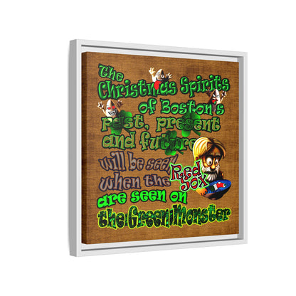 christmas spirits of boston - framed canvas art (brown papyrus)