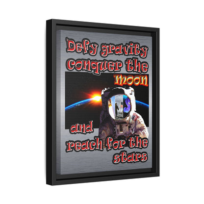 defy conquer reach - framed canvas art (brushed nickel)