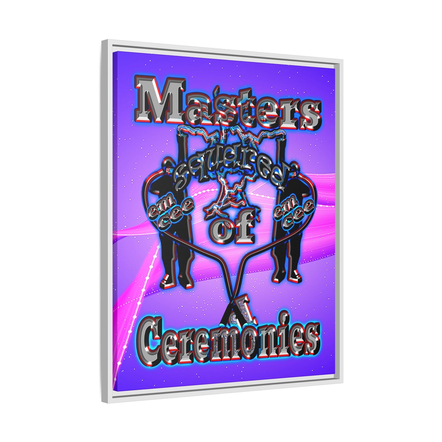 em cee squared - framed canvas art (purple-pink wave)