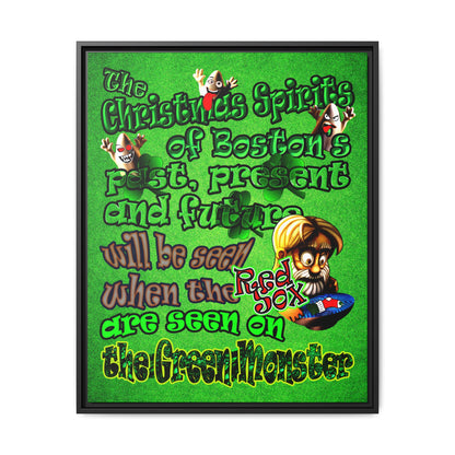 christmas spirits of boston - framed canvas art (green turf)
