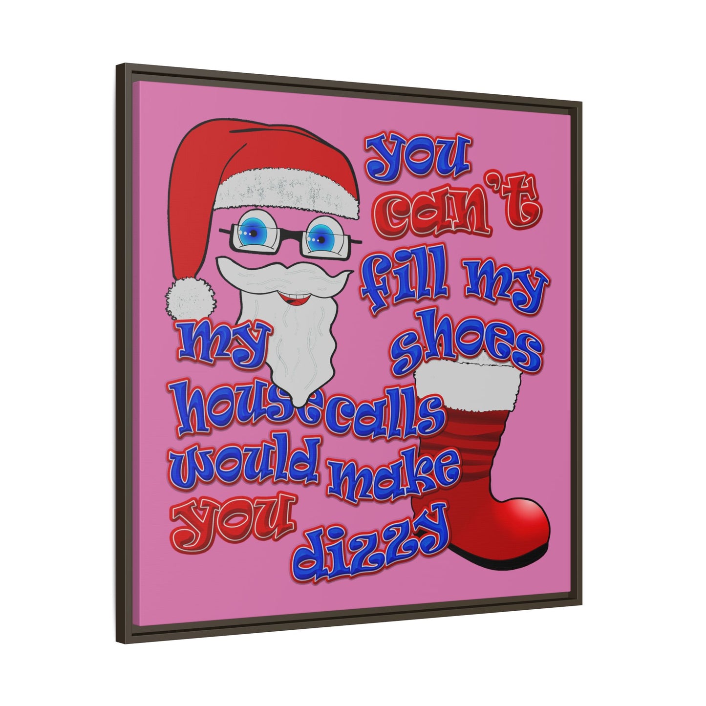 santa's shoes - framed canvas art (light pink)