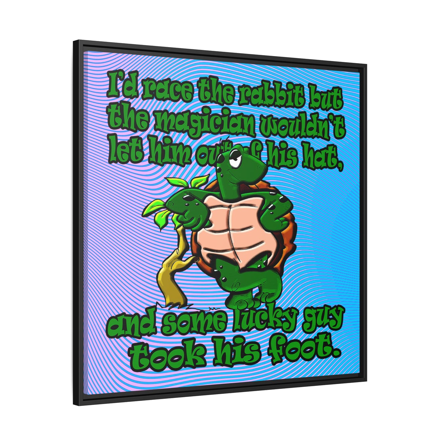 turtle race - framed canvas art (light blue-purple wave)