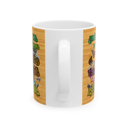 the bum's shit - White Mug (butterscotch wood finish)
