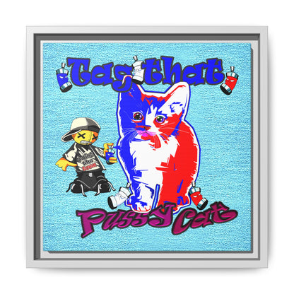 tag that - framed canvas art (faded blue)