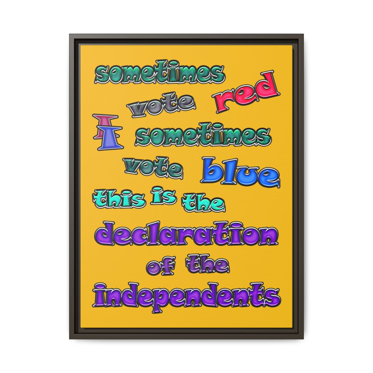 declaration of the independents - framed canvas art (yellow)