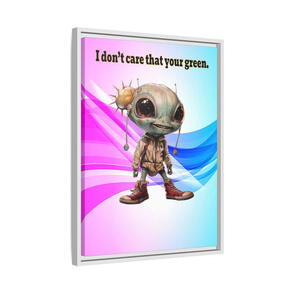 I don't care that your green - framed canvas art (light blue-pink wave)