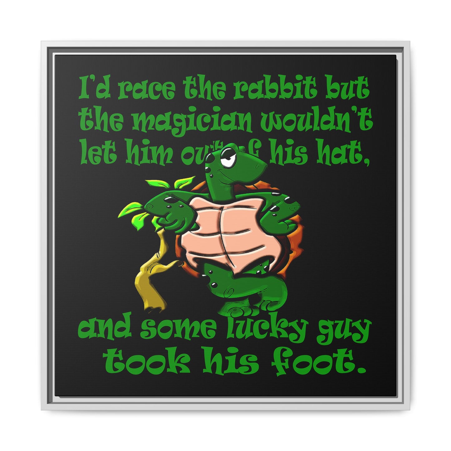 turtle race - framed canvas art (black)
