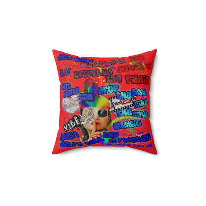 drop the beat - Spun Polyester Square Pillow - (red)