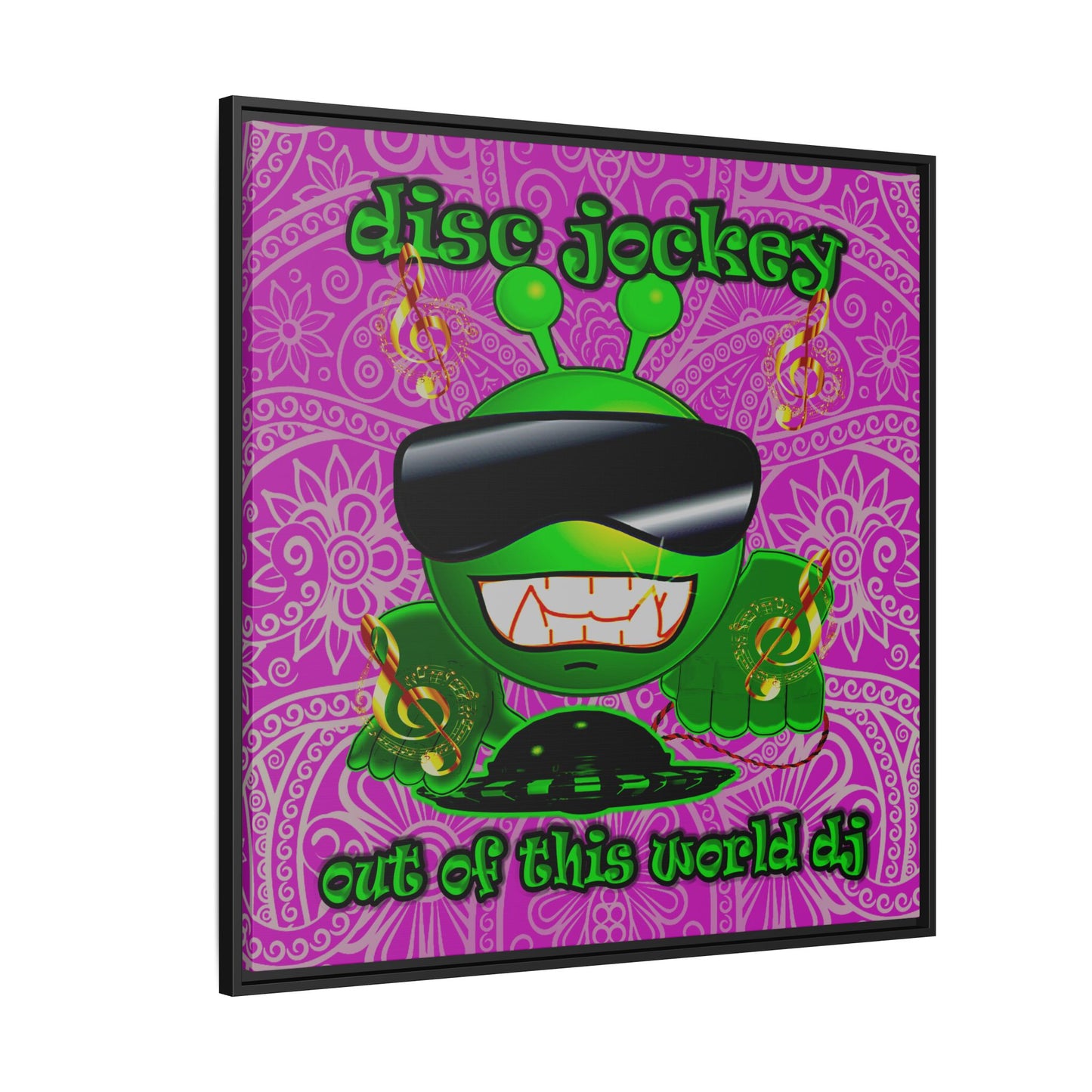 disc jockey - framed canvas art (pink swirl)