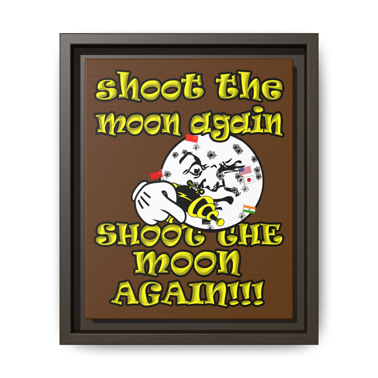 shoot the moon again - framed canvas art (brown)