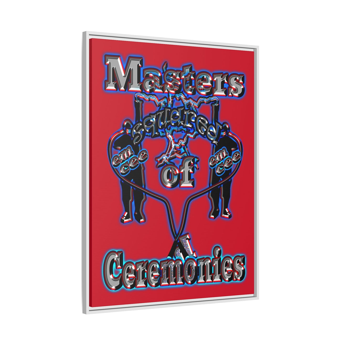 em cee squared - framed canvas art (dark red)