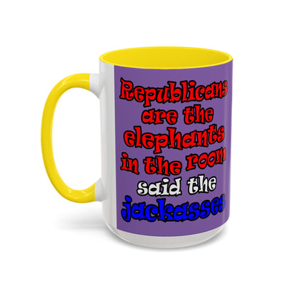 donkeys and elephants - Accent Mug (light purple)