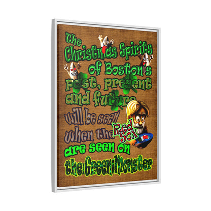christmas spirits of boston - framed canvas art (brown papyrus)