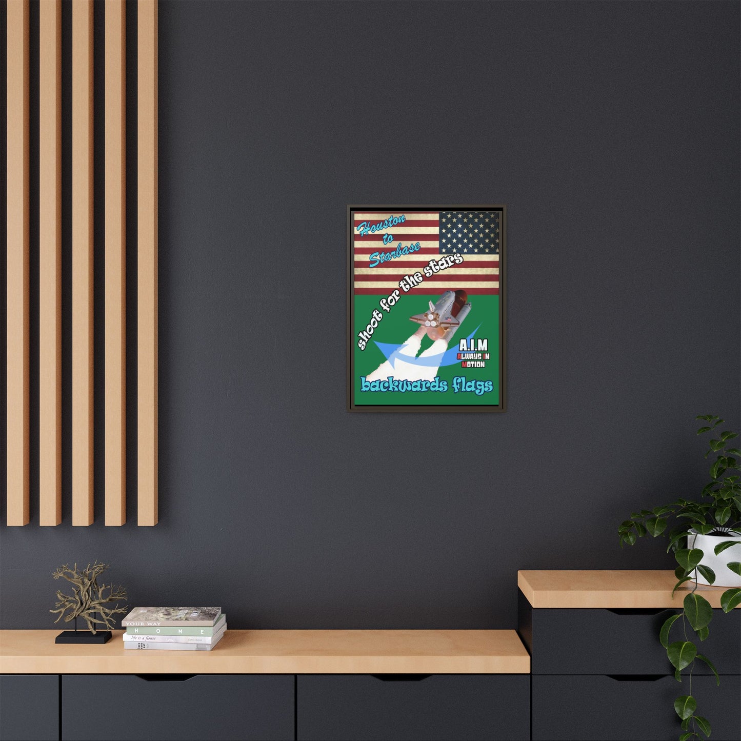 shoot for the stars - framed canvas art (dark green)