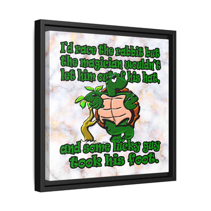turtle race - framed canvas art (white marble)