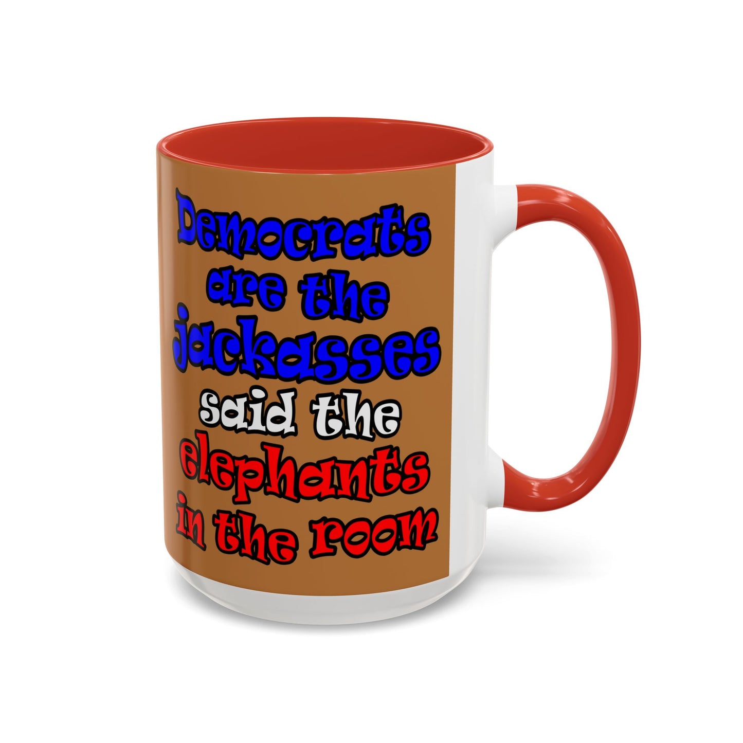 donkeys and elephants - Accent Mug (light brown)