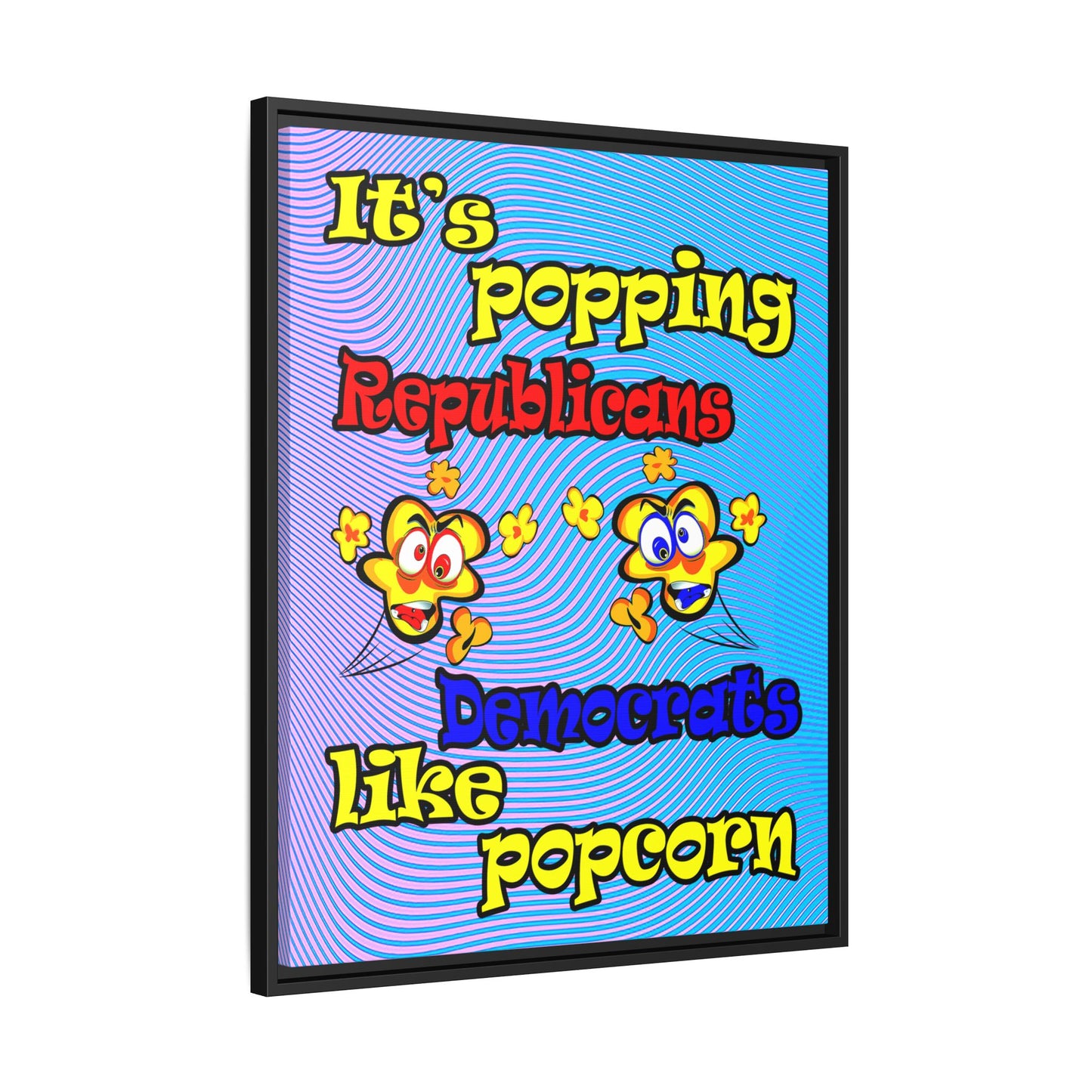 popping like popcorn - framed canvas art (light blue-purple wave)