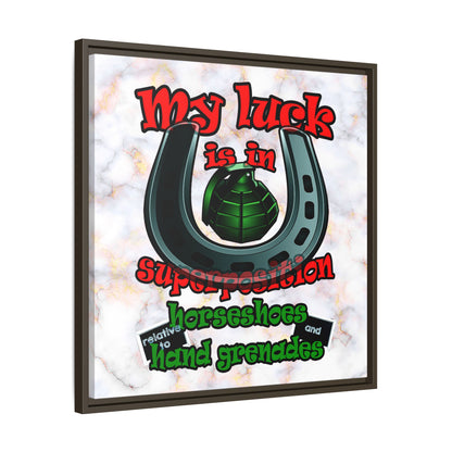 my luck - framed canvas art (white marble)