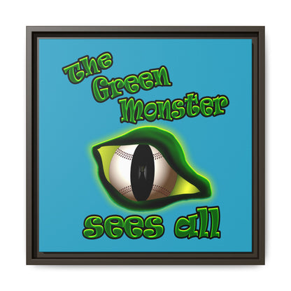 green monster - framed canvas art (turquoise)