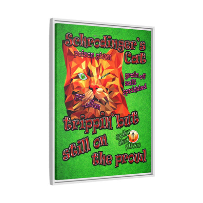 schrodinger's cat - framed canvas art (green turf)