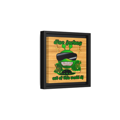 disc jockey - framed canvas art (butterscotch wood finish)