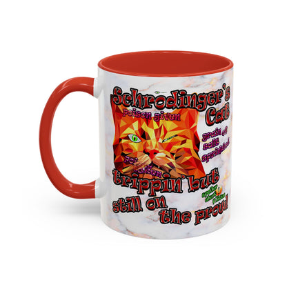 schrodinger's cat - Accent Mug (white marble)