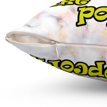 popping like popcorn - Spun Polyester Square Pillow - (white marble)
