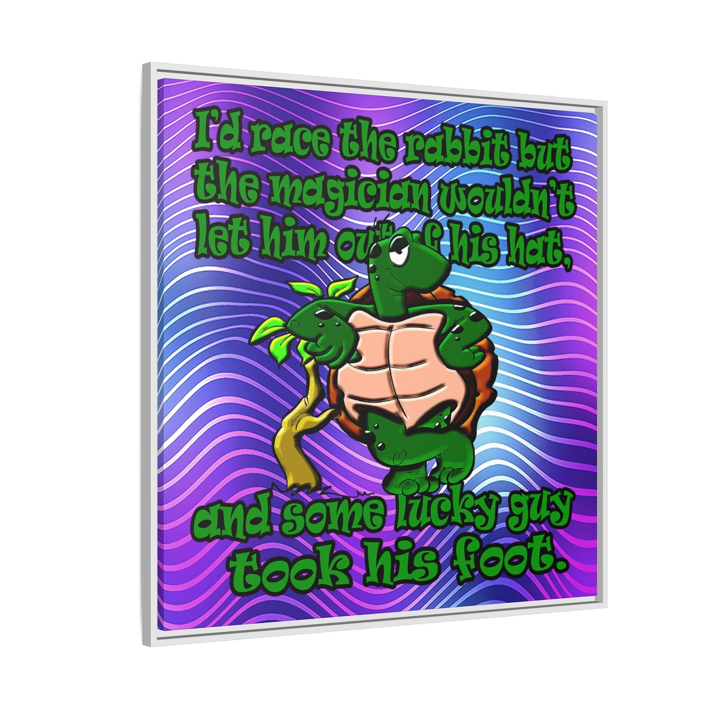 turtle race - framed canvas art (purple wave)
