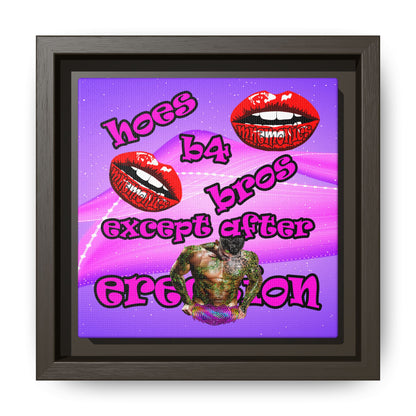 hoes b4 bros - framed canvas art (purple-pink wave)