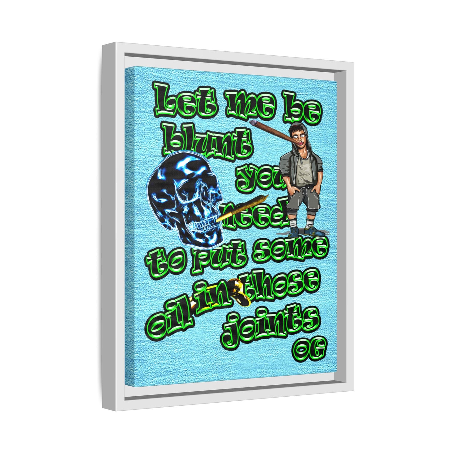 og - framed canvas art (faded blue)