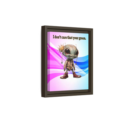 I don't care that your green - framed canvas art (light blue-pink wave)