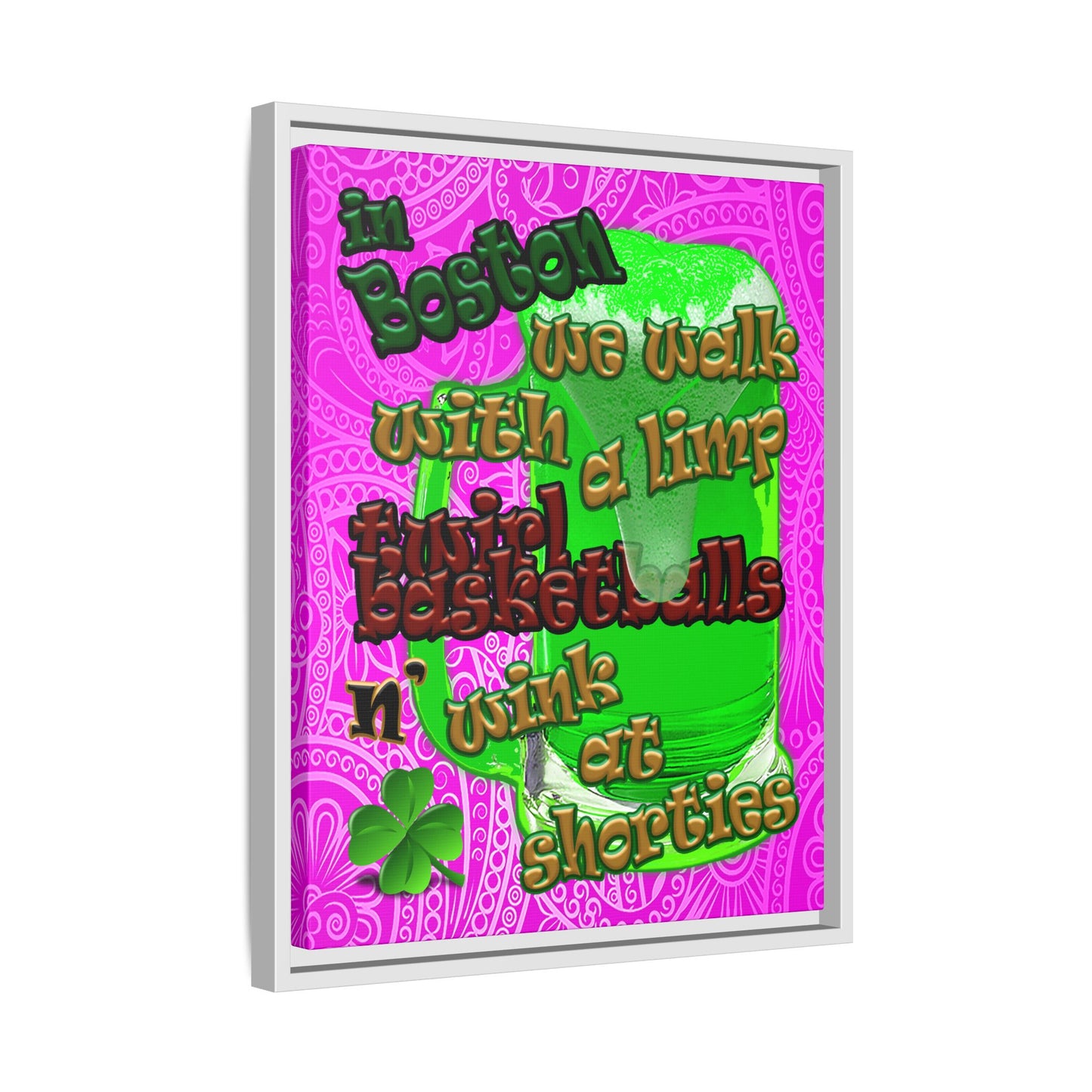 celtics logo - framed canvas art (pink swirl)