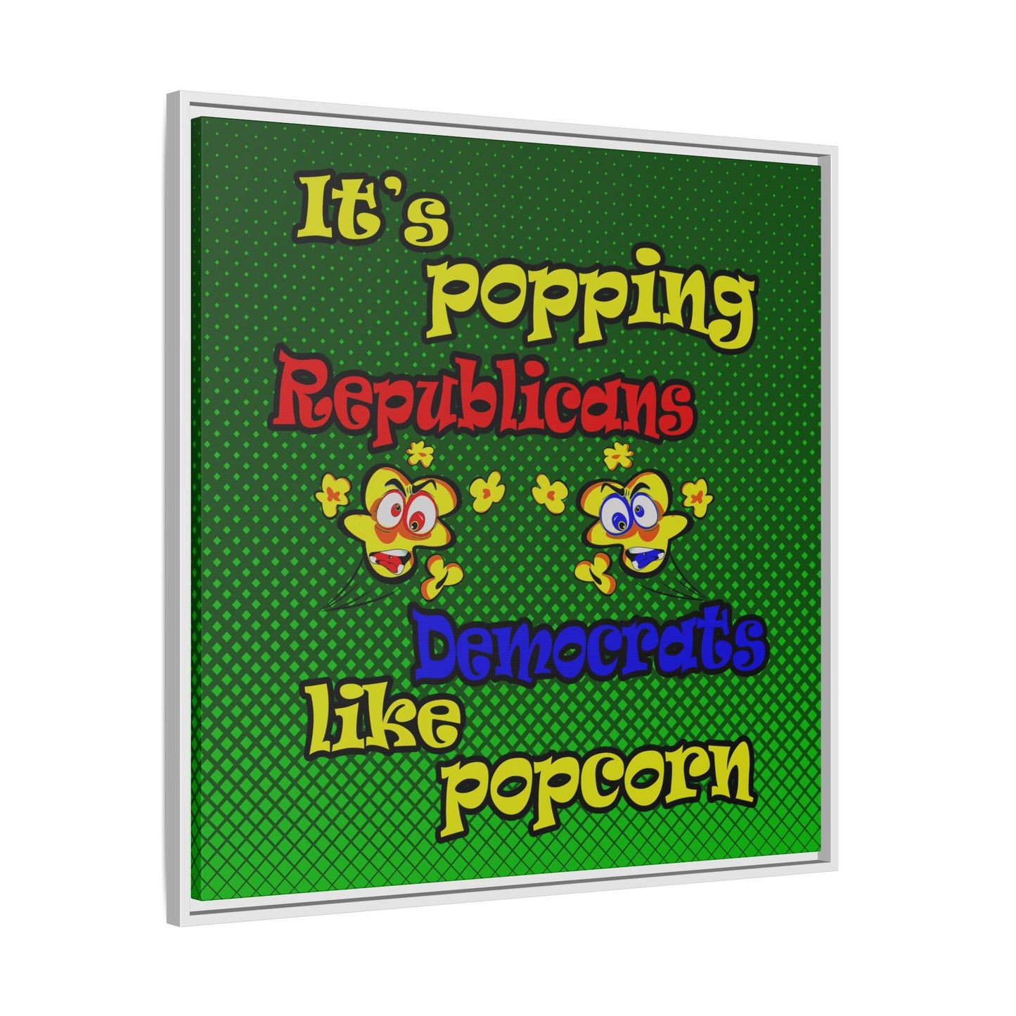 popping like popcorn - framed canvas art (logo green)
