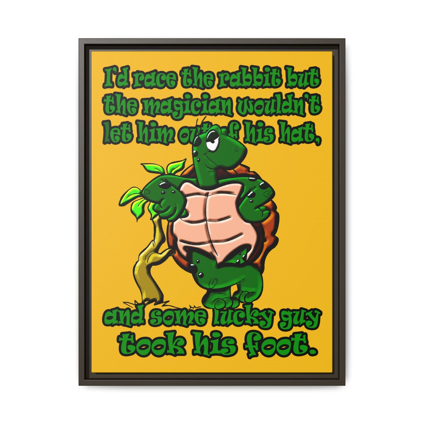 turtle race - framed canvas art (yellow)